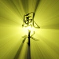Feng shui characters sun light flare