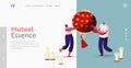 Feng Shui Philosophy, Tradition or Culture, Life Harmony Landing Page Template. Tiny Characters Carry Chinese Lantern