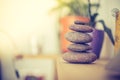 Feng Shui: Stone cairn in the living room, balance and relaxation Royalty Free Stock Photo