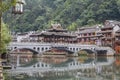 Fenghuang Ancient Town in Hunan Provice, China is known for its traditional stilt houses