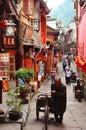 Fenghuang, China - May 15, 2017: People walking around street in the Phoenix Fenghuang City