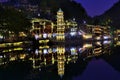 Fenghuang night with illuminated houses Royalty Free Stock Photo