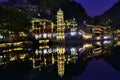 Fenghuang night with illuminated houses