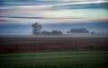 Fenland with mist and clouds Royalty Free Stock Photo