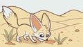 Fennec Fox Digging in Sandy Ground, Desert Habitat, vector design Generative AI Royalty Free Stock Photo
