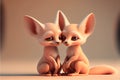 Fennec Fox foxes in snow heart melting Valentines Day card