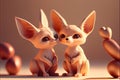 Fennec Fox foxes in snow heart melting Valentines Day card Royalty Free Stock Photo