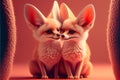 Fennec Fox foxes in snow heart melting Valentines Day card Royalty Free Stock Photo