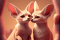 Fennec Fox foxes in snow heart melting Valentines Day card Royalty Free Stock Photo