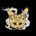 Fennec fox head with smoke illustration vector Royalty Free Stock Photo