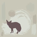 Fennec fox silhouette on grunge background. vector