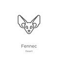 fennec icon vector from desert collection. Thin line fennec outline icon vector illustration. Outline, thin line fennec icon for