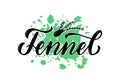 Fennel black creative word on green paint background