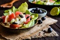 Fennel salad with grapefruit, apple, stalk celery and olives Royalty Free Stock Photo