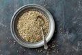 Fennel seeds on dark wooden background Royalty Free Stock Photo