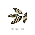 Fennel seeds spice vector illustration in flat design isolated on white background