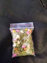 Fennel seeds and sugar candy mix pouches for sale at shop.