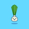 Fennel Vector Icon Illustration. Cute Vegetable. Flat Cartoon Style Suitable for Web Landing Page, Banner, Sticker, Background