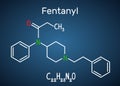 Fentanyl molecule. It is opioid analgesic. Structural chemical f