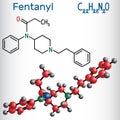Fentanyl molecule. It is opioid analgesic. Structural chemical f Royalty Free Stock Photo
