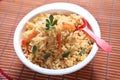 Methi Nariyal Dudh Pulao, Vendhayam Thengai Pal pulao, Fenugreek Coconut milk Indian Rice Royalty Free Stock Photo