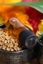 Fenugreek seeds and oil Royalty Free Stock Photo