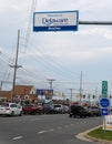 Fenwick Island, Delaware - July 8, 2023 -The view of the road with the \'Welcome to Delaware beaches\' sign