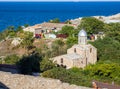 View of the sea and the Temple of the Iberian Icon of the Mother of God from the Genoese f