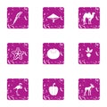 Feral icons set, grunge style