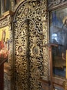 Ferapontovo, Vologda region, Russia, February, 23, 2020. Holy gates of the Epiphany Church in the Ferapontov monastery. Russia, Vo Royalty Free Stock Photo