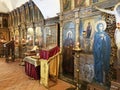 Ferapontovo, Vologda region, Russia, February, 23, 2020.  The interior of the Epiphany Church in the Ferapontov monastery. Russia, Royalty Free Stock Photo