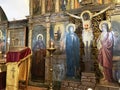 Ferapontovo, Vologda region, Russia, February, 23, 2020.  The interior of the Epiphany Church in the Ferapontov monastery. Russia, Royalty Free Stock Photo