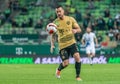 Ferencvaros defender Endre Botka in action during Hungarian OTP Bank Liga Gameweek 31 match Ferencvaros vs Zalaegerszegi 5-3 Royalty Free Stock Photo