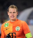 Ferencvaros goalkeeper Denes Dibusz after UEFA Champions League qualification match Qarabag vs Ferencvaros 1-1 Royalty Free Stock Photo