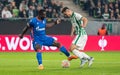 Ferencvaros midfielder Amer Gojak and Crvena Zvezda midfielder Sekou Sanogo during UEFA Europa League match Ferencvaros vs Crvena