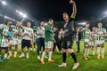 Ferencvaros players celebrating 34th championship title after Hungarian OTP Bank League match Ferencvaros vs Kisvarda (3-0