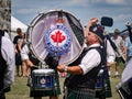 Fergus, Ontario, Canada - 08 11 2018: Drummer of the Durham Regional Police Pipes and Drums band