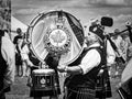 Fergus, Ontario, Canada - 08 11 2018: Drummer of the Durham Regional Police Pipes and Drums band