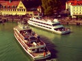 Feriboat entering harbour Royalty Free Stock Photo