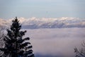 Ferlacher Spitze - Scenic view on snow capped mountain peaks of Nocky Mountains and High Tauern Royalty Free Stock Photo