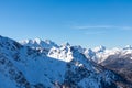 Ferlacher Spitze - Scenic view from Ferlacher Spitze on snow covered mountains Mangart, Mittagskogel and Spik Royalty Free Stock Photo