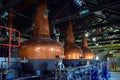 Fermentation tanks for making different types of whiskey in the Distillery