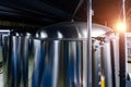 Fermentation tanks in small craft private microbrewery Royalty Free Stock Photo