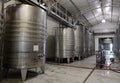 Fermentation tanks stainless steel for wine at the winery Viu Manent.