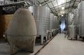 Fermentation tanks stainless steel for wine at the winery Viu Manent.