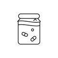 Fermented food. Linear icon of home thermostatic dairy products. Black simple illustration of glass jar with probiotics or lactic