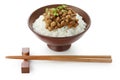 Fermented soy beans on rice , japanese food Royalty Free Stock Photo