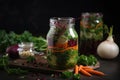 fermented vegetable salad with fresh greens and herbs