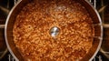 Fermenting of a beer in an open fermenters in a brewery.