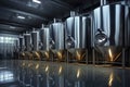 Fermenting industrial storage tank brewery equipment alcohol steel metallic production factory Royalty Free Stock Photo